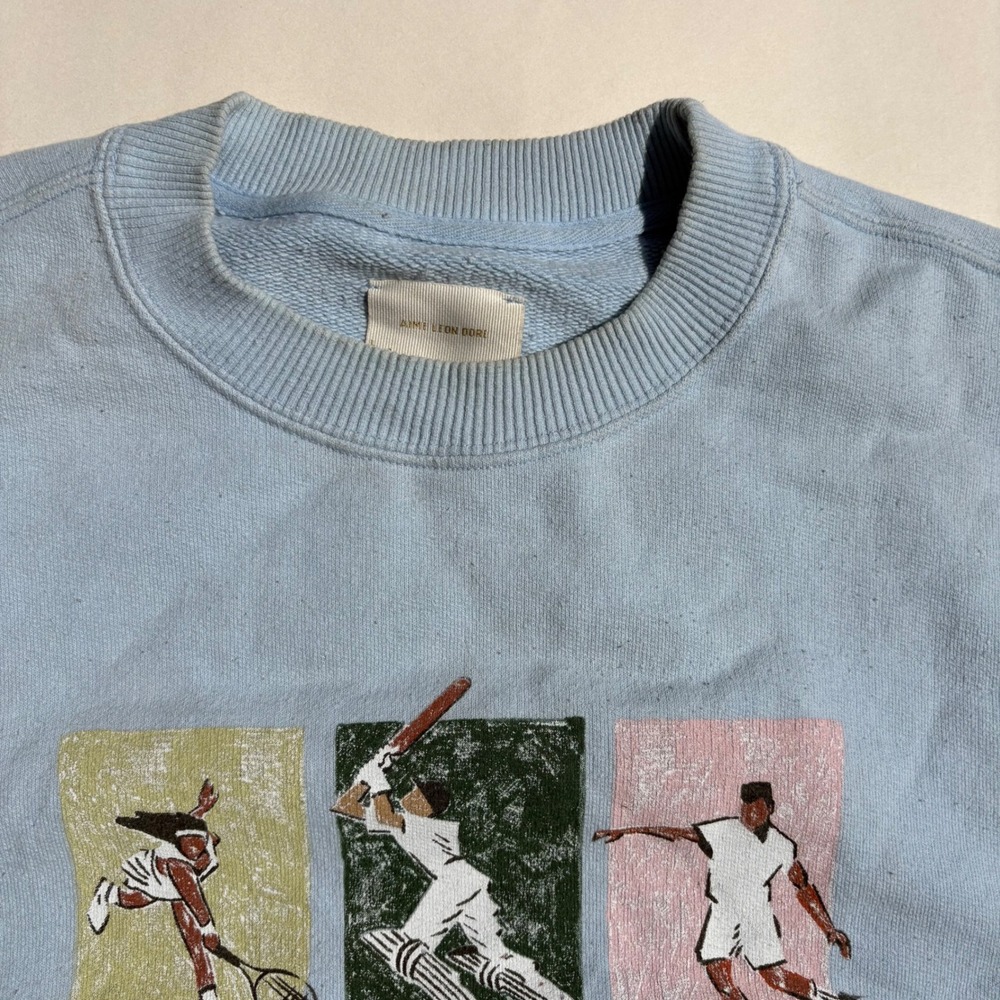 Aime Leon Dore Sports Graphic Crewneck Sweatshirt Light Blue Mens Large - Picture 3 of 12